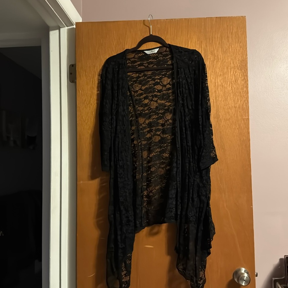 3xl lace cardigan black